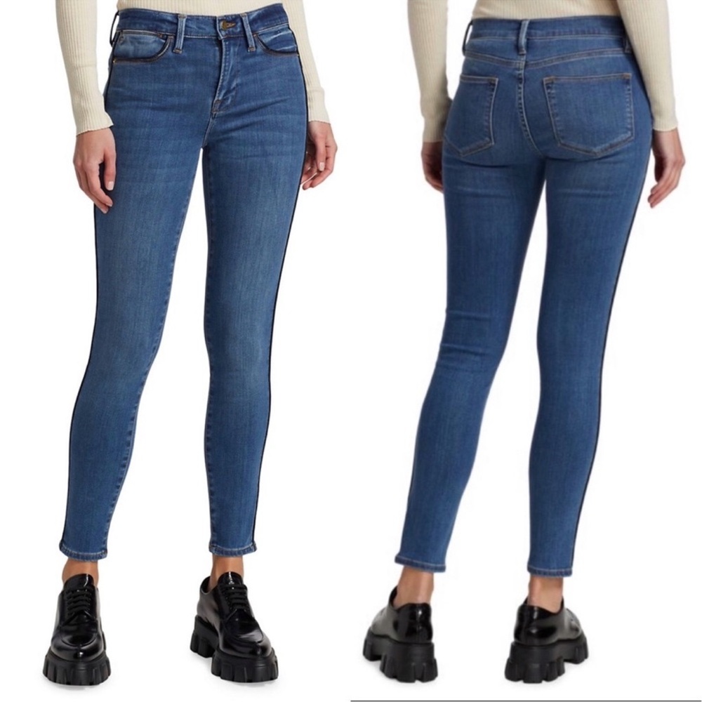 FRAME Le High Skinny Piping Jeans in Twinhill size 28